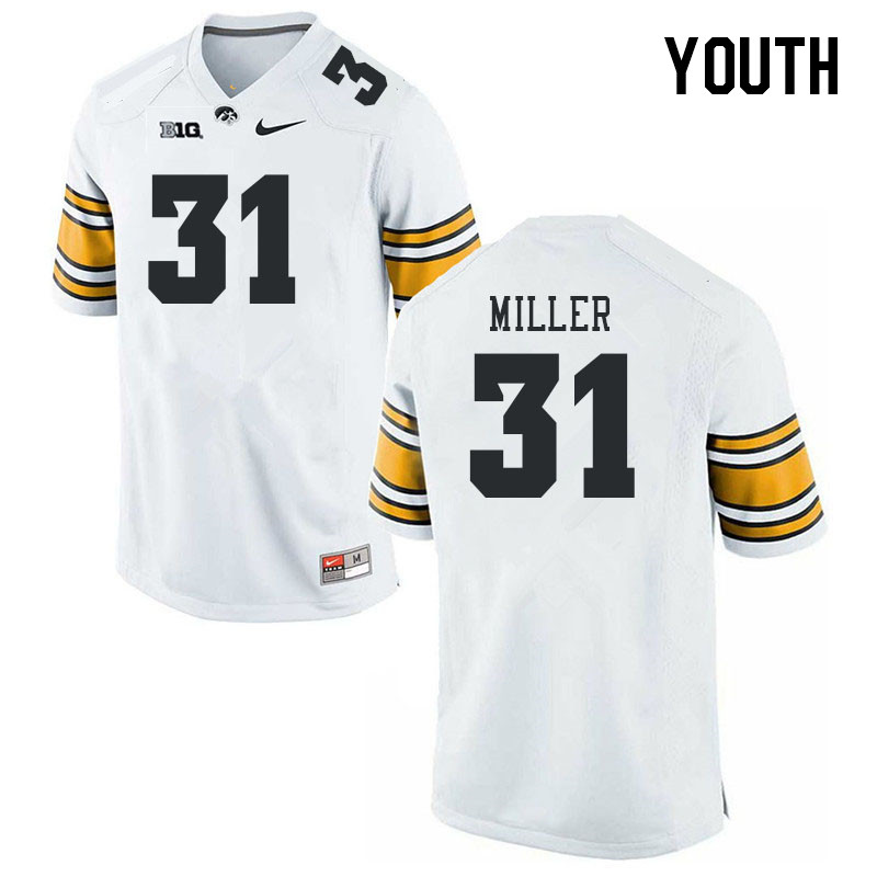 Youth #31 Eli Miller Iowa Hawkeyes College Football Jerseys Stitched-White